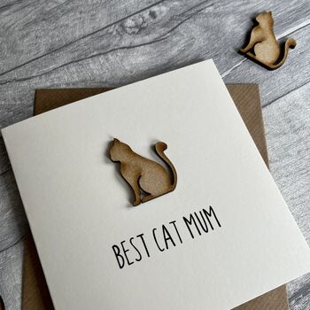 Best Cat Mum Wooden Birthday Card, 2 of 2