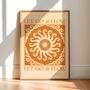 Let Go And Flow, Orange, Bohemian Celestial Sun Yoga Meditation Art Poster, thumbnail 1 of 3