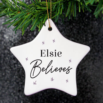 Believes Christmas Personalised Star Tree Decoration, 3 of 3