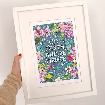 'Be Fierce' Illustrated Typography Print, 2 of 2