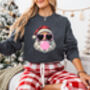 Retro Bubblegum Santa Christmas Sweatshirt, thumbnail 3 of 7