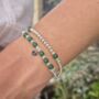 Sterling Silver May Emerald Personalised Heart Bracelet Set Of Two Stacking Bracelets: May Birthstone Stacking Jewellery, thumbnail 2 of 7