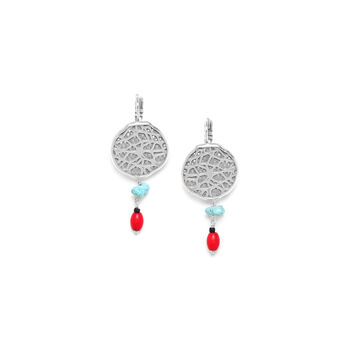 Silver Plated Earrings With Turquoise And Agate Stones, 2 of 3