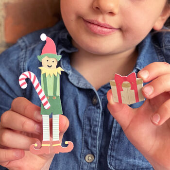 Christmas Party Bag With Angel And Elf Peg Doll Kits, 5 of 10