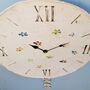Large Pendulum Wall Clock. Roman Numerals And Flowers, thumbnail 4 of 6