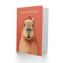 Cute Capybara Wearing A Santa Hat Christmas Card, thumbnail 2 of 4