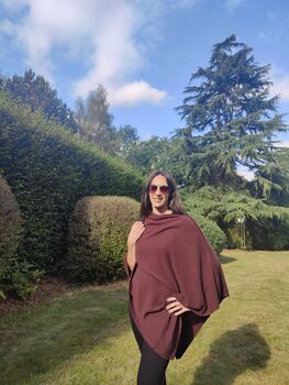 Personalised Dark Brown 100% Cashmere Poncho Gift Boxed, 4 of 9