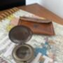 Brass Pocket Compass With Chain And Leather Case, thumbnail 1 of 4