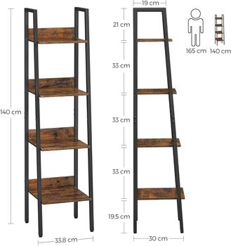 Four Tier Ladder Shelf Free Standing Storage Bookcase, 2 of 9