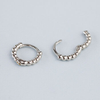Sterling Silver Bubble Texture Huggie Hoop Earrings, 2 of 4