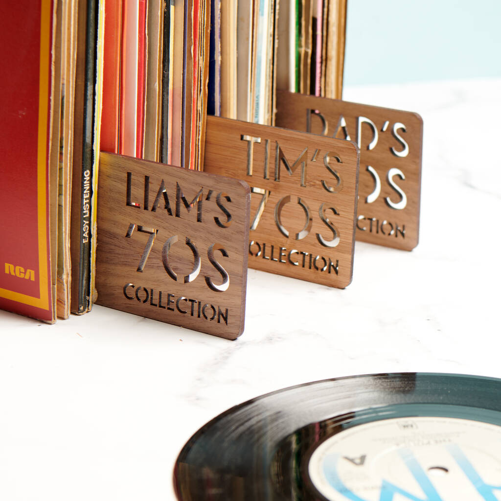 Personalised Walnut Record Divider, 1 of 4