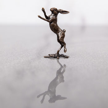 Miniature Bronze Hare Boxing Sculpture 8th Anniversary, 9 of 11