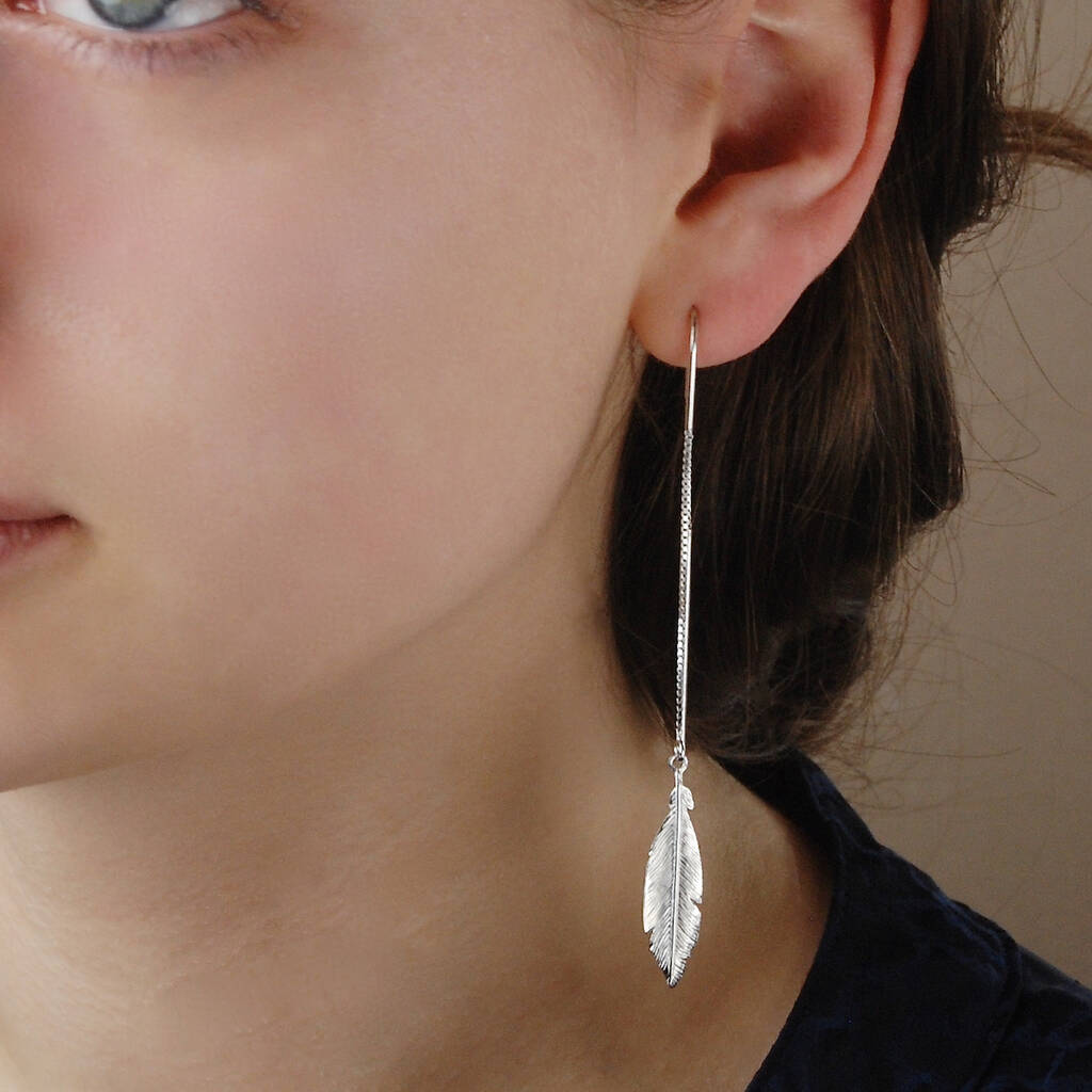 feather threader earrings