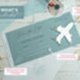 Dusty Blue Wedding Boarding Pass Save The Date With Silver Magnetic Plane, thumbnail 3 of 6