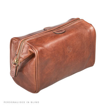 Personalised Leather Washbag For Men 'The Duno Medium', 3 of 12