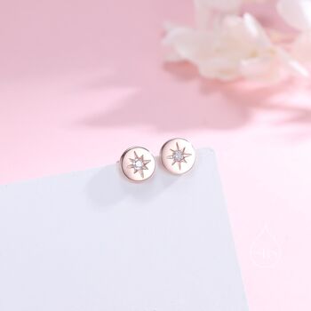 Starburst Disk Stud Earrings In Sterling Silver, 6 of 10