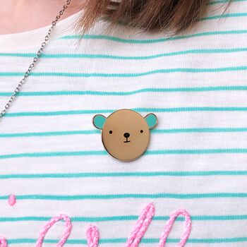 Bear Hug Turquoise Enamel Pin Badge, 3 of 11