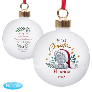 Personalised First Christmas Tiny Tatty Teddy Bauble, 4 of 4
