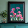 Pink Teal Carnations January Birth Flowers Art Print, thumbnail 1 of 4