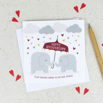 Anniversary Elephants Personalised Anniversary Card, 2 of 2