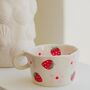 Jackie Irregular Strawberry And Flowers Handpainted Mug, thumbnail 1 of 4