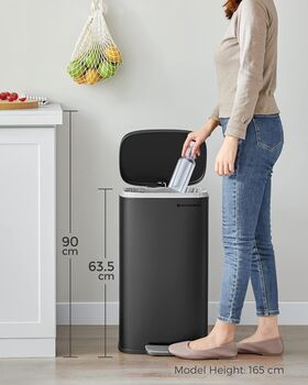 Kitchen Bin 30 L Pedal Trash Can Soft Close Lid, 3 of 9