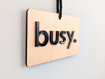 Free Busy Sign Work Wood 3D Acrylic Door Hanger Do Not Disturb, 7 of 8