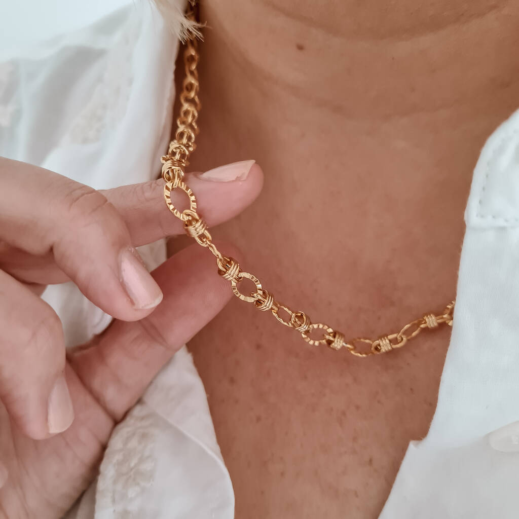 Textured Gold Plated Chain Necklace, 1 of 4