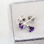 Purple Amethyst Stud Earrings In Silver Or Gold, thumbnail 8 of 12