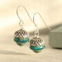 Teal Silver Acorn Earrings, thumbnail 2 of 7