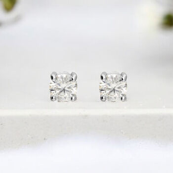 Mini Sterling Silver Moissanite Diamond Stud Earrings, 3 of 9