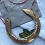 Personalised Gold Horseshoe Xmas Hanging Decoration, thumbnail 4 of 4