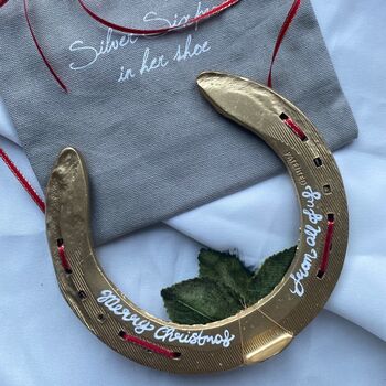 Personalised Gold Horseshoe Xmas Hanging Decoration, 4 of 4