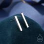 Sterling Silver Long Geometric Bar Stud Earrings, thumbnail 1 of 12