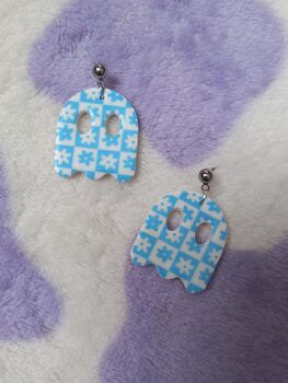 Retro Floral Ghost Halloween Earrings, 2 of 2