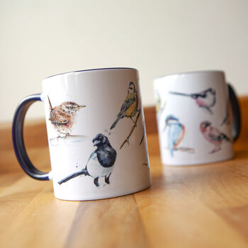 Inky Birds Blue Stoneware Mug, 5 of 12