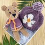 Handmade Purple Teddy And Flower Hat Fair Trade Toy Gift Set, thumbnail 1 of 2