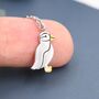 Sterling Silver Puffin Bird Pendant Necklace, thumbnail 2 of 10