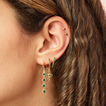 Ellica Green Gold Droplet Huggie Earrings, 2 of 2