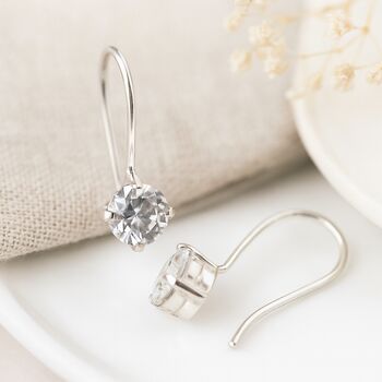 Sterling Silver Clear Cz French Hook Drop Earrings – 4mm, 3 of 10