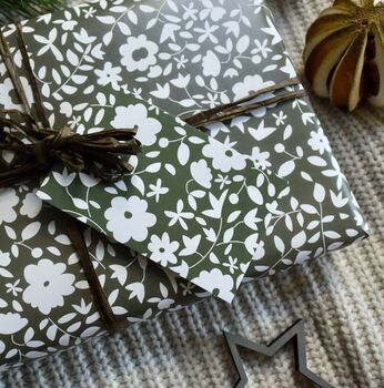 Christmas Wrapping Paper Vintage Floral And Gift Tags, 6 of 6