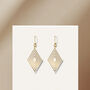 Cream And Pearlescent Taupe Diamond Shaped Earrings, thumbnail 3 of 6