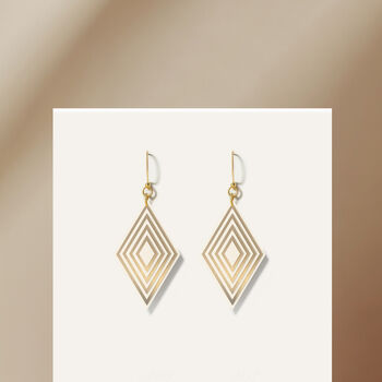 Cream And Pearlescent Taupe Diamond Shaped Earrings, 3 of 6