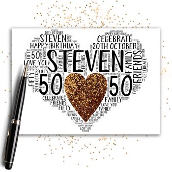 Personalised 50th Birthday Sparkle Card, 4 of 9