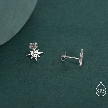 Sparkly Cz Starburst Stud Earrings In Sterling Silver, 4 of 12