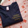 Men's Personalised Hand Embroidered Navy T Shirt, thumbnail 3 of 8
