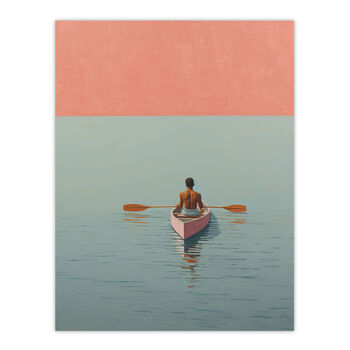 Rowers Paradise Calm Sea Pink Blue Wall Art Print, 6 of 6