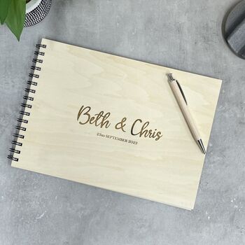 Personalised Wooden A4 Sketch Book For Weddings, 2 of 6