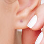 Mini Sterling Silver Pink Flower Stud Earrings, thumbnail 2 of 6