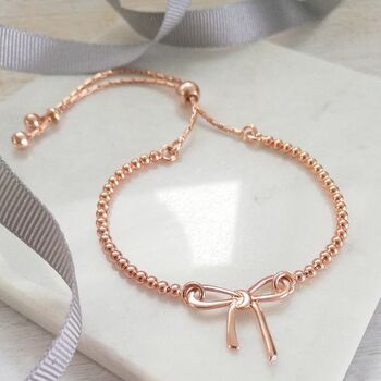 Rose Gold Bow Wedding Bracelet, Tie The Knot, 2 of 5